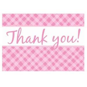  Lets Party By Amscan Pink Plaid Thank You Notes 