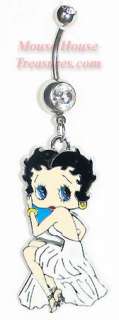 BETTY BOOP WHITE DRESS 1 SIDED DANGLE BELLY RING  