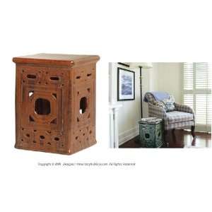  Brown Lattice Square Stool * As Featured at Shutters Hotel 