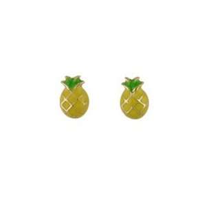  18K YG Pineapple Earring wi/ covered Screwbacks (6mm X 4mm 