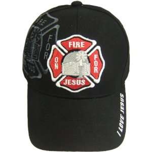 com RED Christian Baseball Cap On Fire for Jesus with Fire Department 