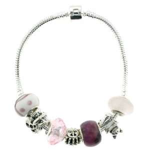 Charm Bead Set Bracelet in Mix of 4 (Violet/Purple Colors) Stone/Resin 