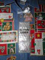 QUACKER FACTORY Shirt Button Covers CHRISTMAS M NEW Denim Appliques 
