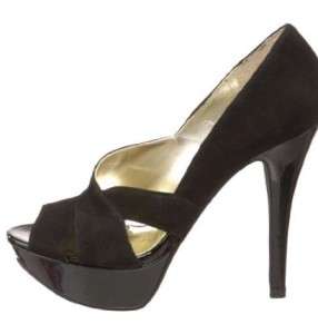 New $120 Guess atense black platform peep toe pumps shoes heels 6 