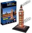 3d paper puzzle model london big ben led lights effects