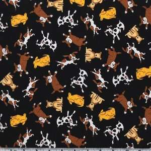 45 Wide Playful Dogs Black Fabric By The Yard Arts 