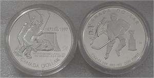1993 1997 CANADA 2 X 1 SILVER DOLLAR STANLEY CUP & CANADA RUSSIA HOKEY 