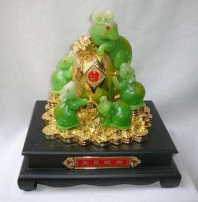 Green Rats/Gold Coin w Stand Resin Decor Figure m509  