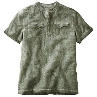 NWT Young Mens Teen Guys HELIX MILITARY HENLEY VINTAGE DISTRESSED LOOK 