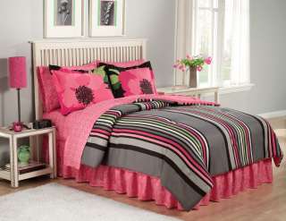 TWIN Girls Teen LEOPARD PRINT STRIPE Comforter Bed Set  
