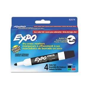  EXPO® SAN 82074 LOW ODOR DRY ERASE MARKERS, BULLET TIP 