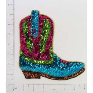 Cowgirl Boot Applique   Fuchsia, Green, Blue   Large 