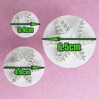 3x Snowflake Cookies Biscuit Cake Decorating Plunger Cutter Sugarcraft 
