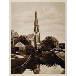  c1930 Church Steeple Canal Boskoop Holland Netherlands 