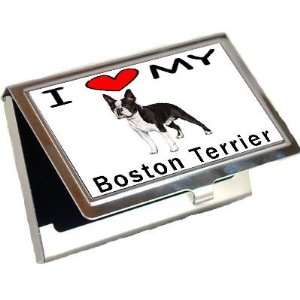  I Love My Boston Terrier Business Card Holder Office 