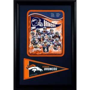  2008 Denver Broncos Photograph with Team Pennant in a 12 