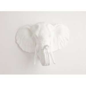  The Tolsby  White Resin Elephant Head  Resin White Faux Taxidermy 