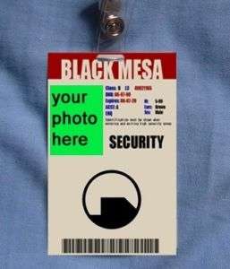 Half Life Black Mesa ID Card Security Military Costume  