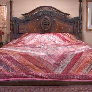  Sari Silk Indian Handmade Bedspread   Full/Queen