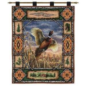  Pheasant in Flight Lodge Tapestry Wall Hanging