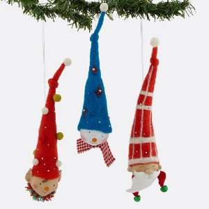  ELF SNOWMAN SANTA HEAD Janell Berryman Ornaments Set of 3 