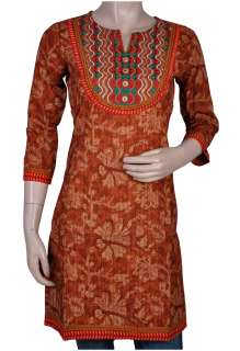 Designer Block Print Indian Top Tunic Casual Long Kurta  