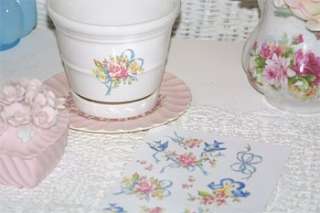ADORABLE chic *BLUE BIRDS ROSES & BOWS DECALS* shabby  