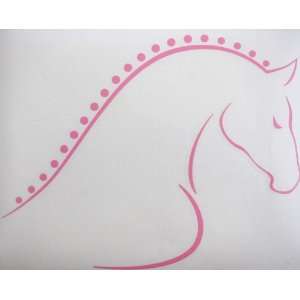  Med Pink Line Art Braided Mane Horse Vinyl Car Decal 
