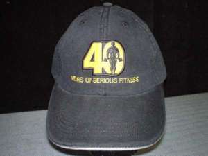 40 Years Serious Fitness Body Builder Gold Gym Logo Hat  