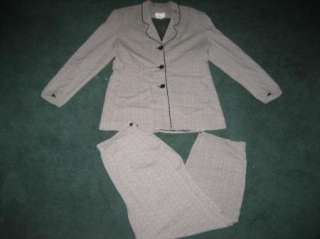 talbots petites womens size 12p black and white pant suit with blazer 