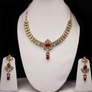 Indian Bollywood Jewelry Fashion Beautiful Necklace With Ruby and 
