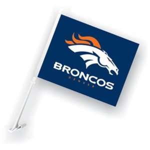  NIB Denver Broncos NFL 2 Car Flags & Wall Brackets