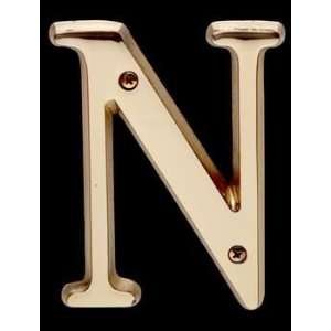  House Numbers Bright Solid Brass, 4 Letter N