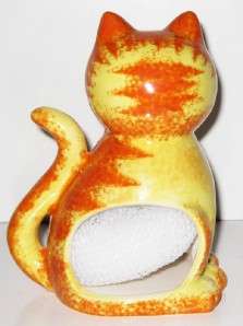 NEW CUTE TABBY CAT SCRUBBY HOLDER Scrub Pad Orange  