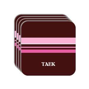 Personal Name Gift   TAEK Set of 4 Mini Mousepad Coasters (pink 