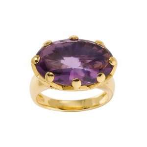  18ct Gold Amethyst & Diamond Ring Size 6.5 Jewelry