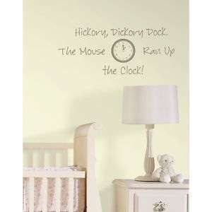 NURSERY RHYME HICKORY DICKORY Wall Stickers Decal Mouse  