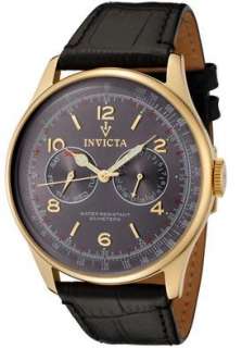 Invicta Mens 6751 Vintage Collection Black Calf Leather Watch  