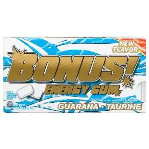 Bonus Chewing Gum, Energy Gum with Guarana and Taurine, Sugar Free, 12 