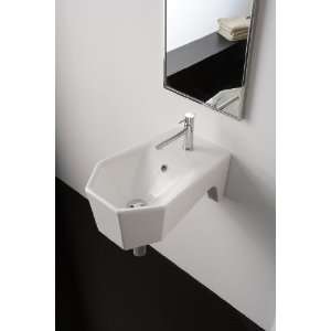  Bijoux Geometric Wall Mount Bathroom Sink in White