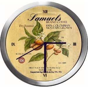  SAMUELS 14 Inch Coffee Metal Clock Quartz Movement 