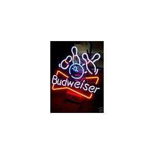  Budweiser Bowling Real Glass Tube Neon Sign17 X 13