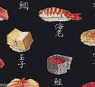 Sushi Sashimi Asia Seafood Roll Food Japan China Cotton Fabric Quilt 