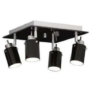   Black Glass 4 Light Energy Efficient Ceiling Fixture