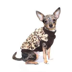 Hip Doggie HD 7BCV Cheetah Mink Dog Sweater Vest in Brown Size Large