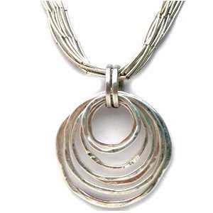  Silver Geometric Circle Necklace 