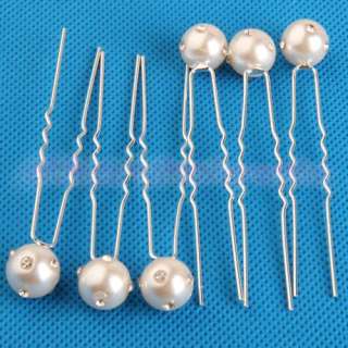 6x Faux Pearl Wedding Bridal Hairpins Hair Pin Ivory [SKU 12 