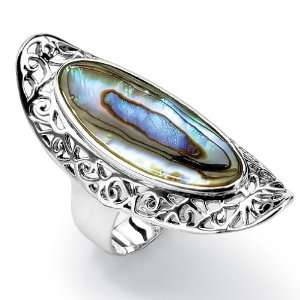    PalmBeach Jewelry Sterling Silver Abalone Scroll Ring Jewelry
