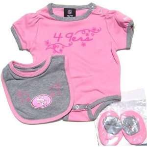   Baby Infant 49ers Pink Girl Onesie Bib Booties