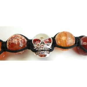  Bracelet with Real Fire Jade and 925 Sterling Silver Scull Jewelry
